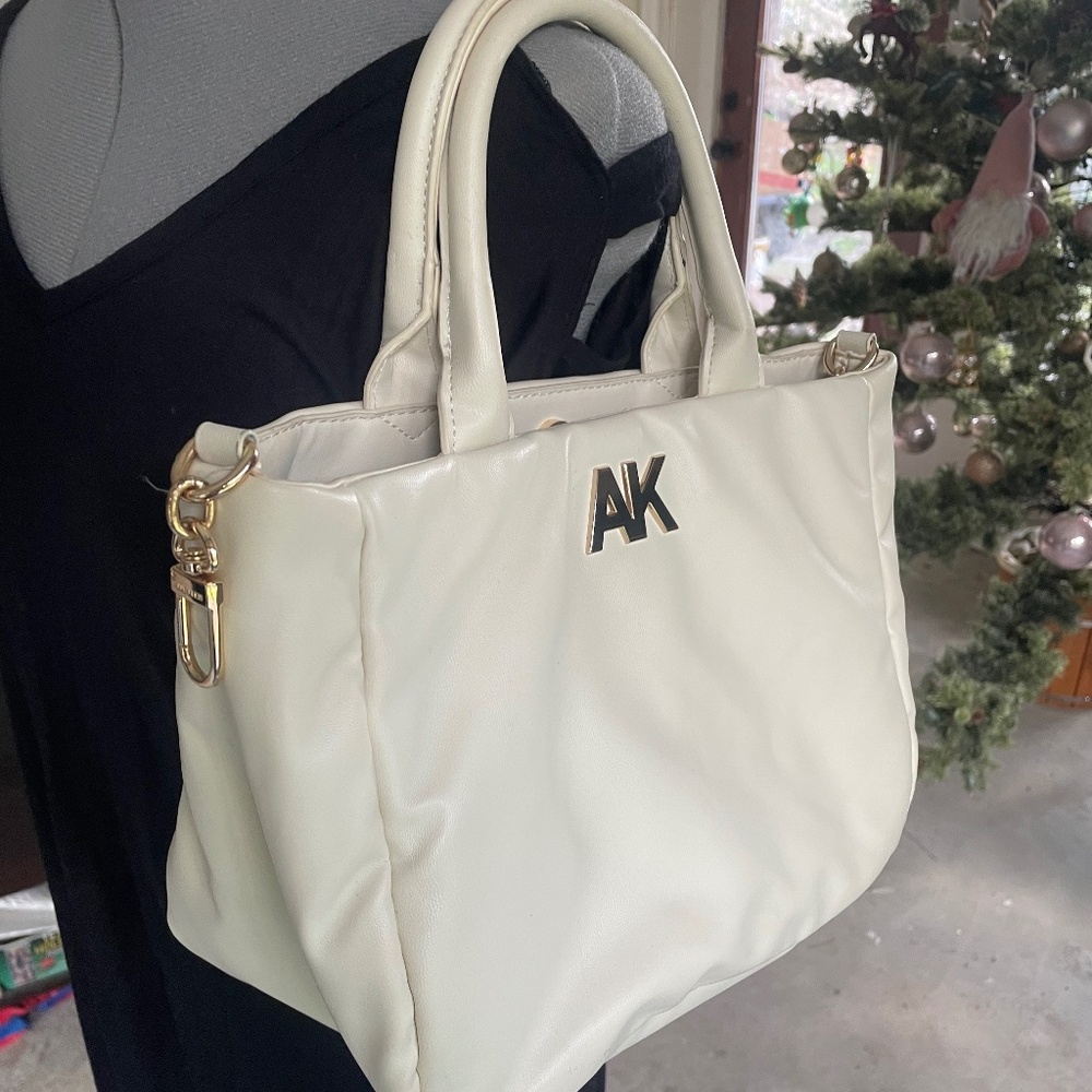 Anne Klein Cream Faux Leather Vintage Purse